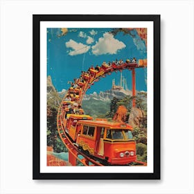 Retro Kitsch Rollercoaster Collage 3 Art Print