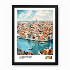 Copenhagen, Denmark, Geometric Illustration 4 Poster Art Print