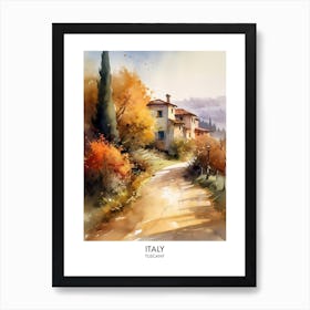 Italy, Tuscany 4 Watercolor Travel Poster Art Print