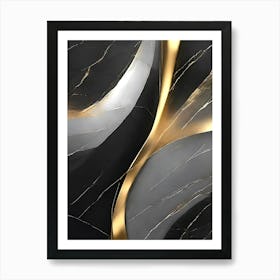 Abstract Black Gold Marble Wall Art Art Print