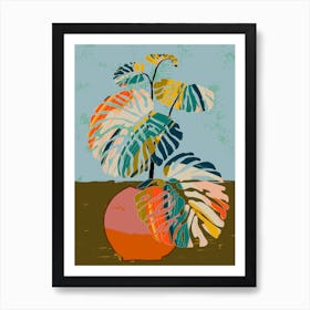 Colorful Monstera Leaves Art Print