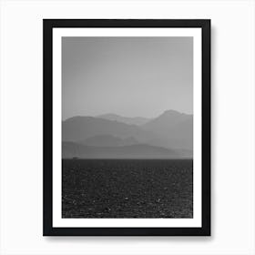 Greece Sea Boat 1 Bw Art Print