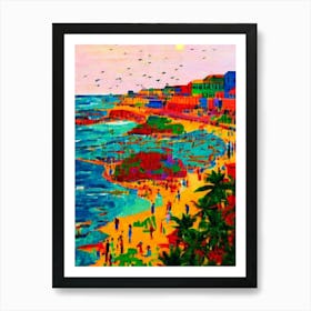 Puri Beach, Odisha, India Hockney Style Art Print