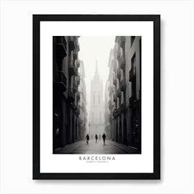 Poster Of Barcelona, Black And White Analogue Photograph 4 Art Print