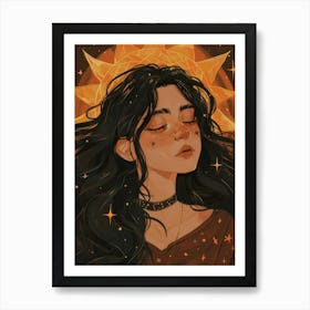 Cute Girl With Long Hair 1 Art Print