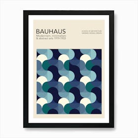 3x4 Modernist Blue Bauhaus Poster Art Print