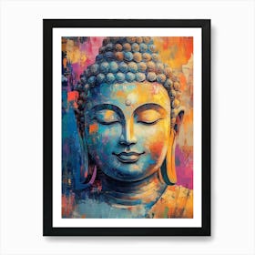 Lord Buddha Oil Draw, Buddha Statue Oil Painting In Colorful Colors, Oil Painting Buddha Face Póster