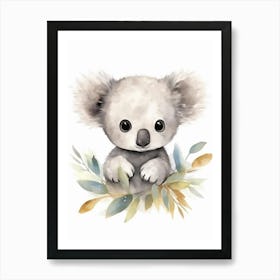 Watercolour Jungle Animal Baby Koala 2 Art Print