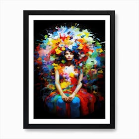 Flower Power - Vivid Florals Around Woman Art Print