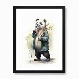 Panda Art Performing Stand Up Comedy Watercolour 4 Art Print