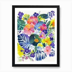 Violet Modern Colourful Flower Art Print