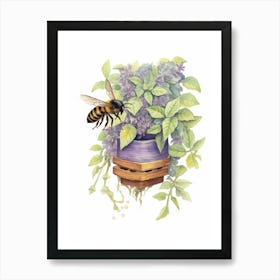 Violet Carpenter Bee Beehive Watercolour Illustration 2 Poster