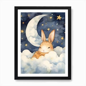 Baby Bunny 1 Sleeping In The Clouds Art Print