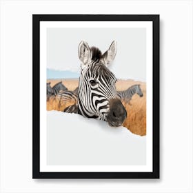 Zebra Torn Paper Art Print