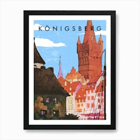 Konigsberg, Prussia, Germany — Retro travel minimalist art poster 3 Art Print