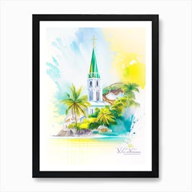 Saint Vincent And The Grenadines Watercolour Pastel Tropical Destination Art Print