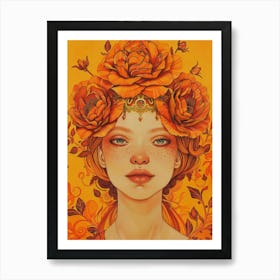 Spiritual Women Sun Flowers Art Print