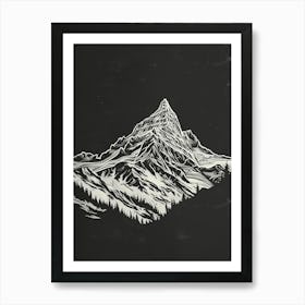 Ben Vane Mountain Line Drawing 1 Art Print