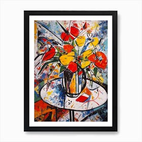 Anthurium Still Life Flowers 2 Abstract Expressionism  Art Print