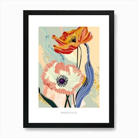 Colourful Flower Illustration Poster Ranunculus 4 Art Print