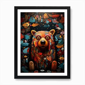 Bear With Birds Art Print