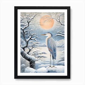 Winter Bird Painting Great Blue Heron 2 Art Print