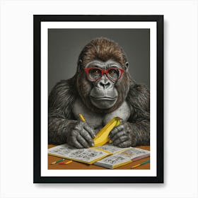 Gorilla In Glasses 2 Art Print