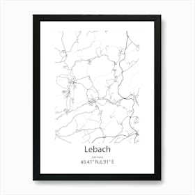 Lebach,Germany Minimalist Map Póster