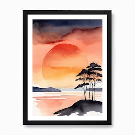 Minimalist Sunset Watercolor Painting (31) Art Print