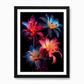 colorful abstract Lilies Art Print