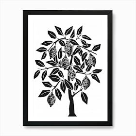 Lemon Tree Simple Geometric Nature Stencil 1 Art Print