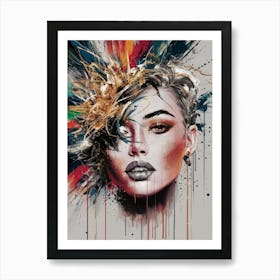 Woman With Paint Splatters Art Print