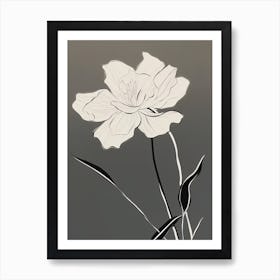 Daffodils Line Art Flowers Illustration Neutral 17 Art Print