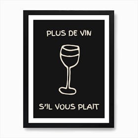 Wine Glass Kitchen Poster B&W Art Print