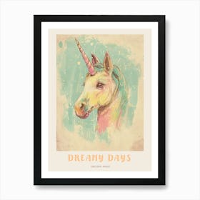 Vintage Pastel Storybook Style Unicorn 2 Poster Art Print