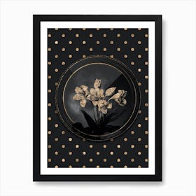 Shadowy Vintage Crinum Giganteum Botanical on Black with Gold n.0041 Art Print