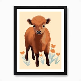 Baby Animal Illustration  Bison 4 Art Print
