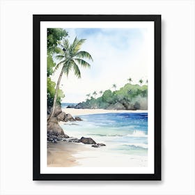 Watercolour Of Playa Manuel Antonio   Manuel Antonio National Park Costa Rica 1 Art Print