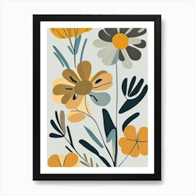 Marigold Wildflower Modern Muted Colours 2 Art Print