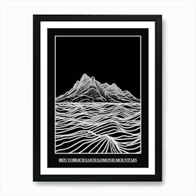 Ben Vorlich Loch Lomond Mountain Line Drawing 5 Poster Art Print