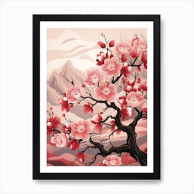 Cherry Blossom Illustration Wall Art 3 Art Print