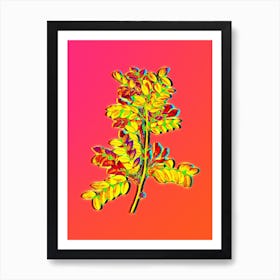 Neon Siberian Pea Tree Botanical in Hot Pink and Electric Blue n.0024 Art Print