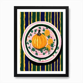 A Plate Of Pumpkins, Autumn Food Illustration Top View 60 Art Print