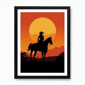 Silhouette Cowgirl 2 Art Print