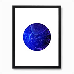 Circular Dark Blue Marble Artwork Art Print