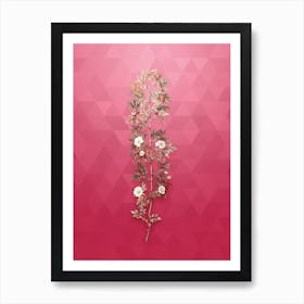 Vintage Cuspidate Rose Botanical in Gold on Viva Magenta n.0554 Art Print