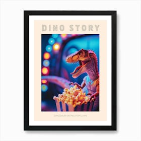 Pastel Toy Dinosaur Eating Popcorn 1 Poster Art Print