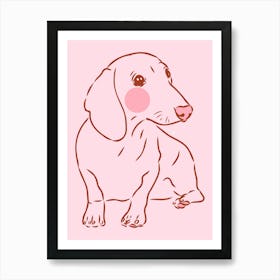 Pink Sausage Dog| Dachshund Art Print