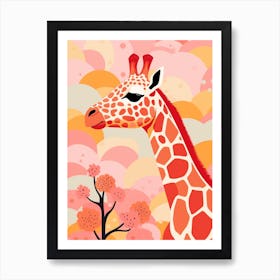 Pink Dotwork Giraffe 2 Art Print