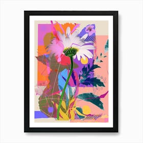 Oxeye Daisy 1 Neon Flower Collage Art Print